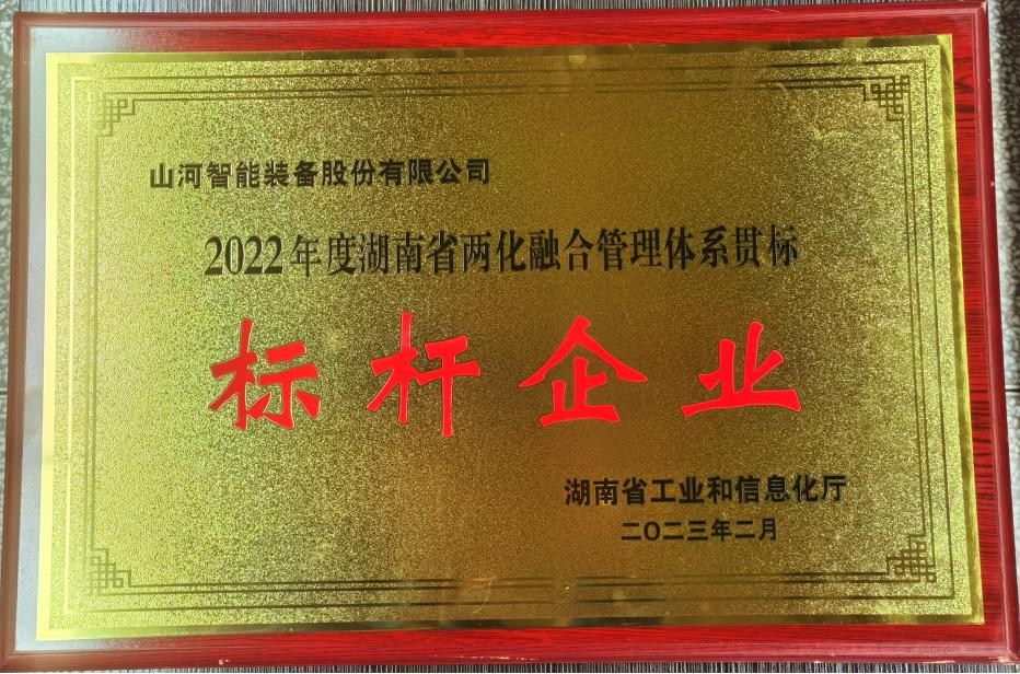 点赞！山河智能获评2022年度湖南省两化融合管理体系贯标标杆企业